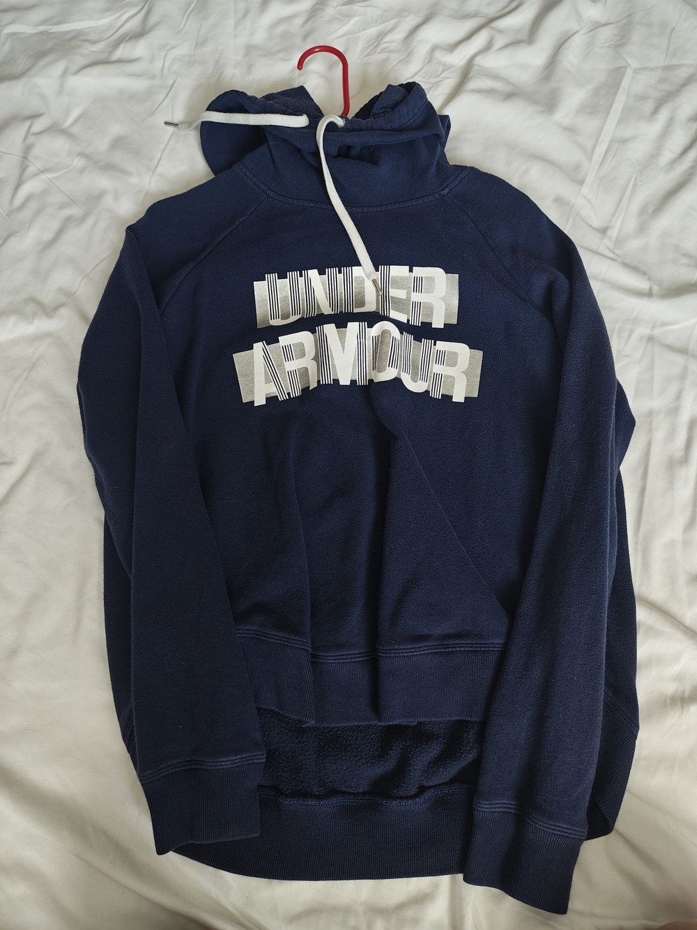 Under Armour Women's Navy Blue Turtleneck Hoodie with White Logo